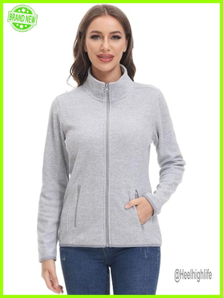 Streamlined Full Zip Stand Collar Knitted Fleece Jacket With 4 Pockets